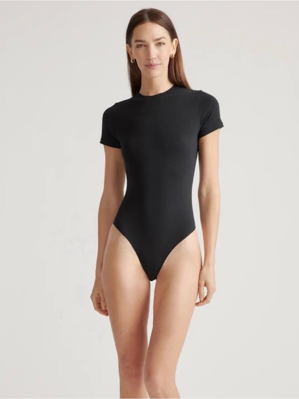 Quince Second Skin T-Shirt Bodysuit Black sz Medium
